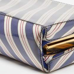 Moschino Multicolor Stripe PVC Frame Chain Clutch