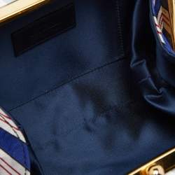 Moschino Multicolor Stripe PVC Frame Chain Clutch