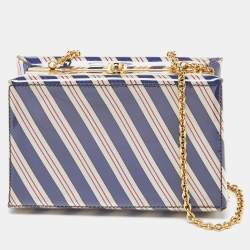 Moschino Multicolor Stripe PVC Frame Chain Clutch