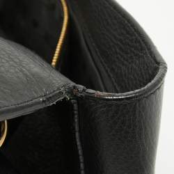 Moschino Black Leather Logo Flap Top Handle Bag