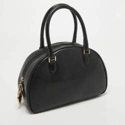 Moschino Black Leather Heart Charm Satchel