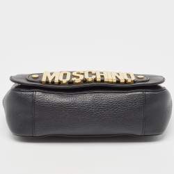 Moschino Black Leather Classic Logo Top Handle Bag