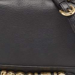 Moschino Black Leather Classic Logo Top Handle Bag