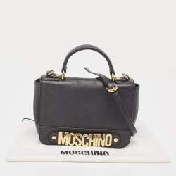 Moschino Black Leather Classic Logo Top Handle Bag