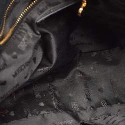 Moschino Black Leather Classic Logo Top Handle Bag