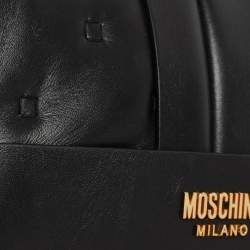 Pre Owned Moschino Black Leather Wristlet Clutch