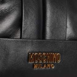 Pre Owned Moschino Black Leather Wristlet Clutch