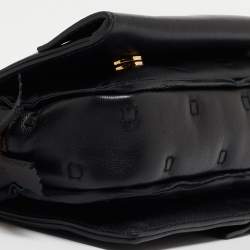 Pre Owned Moschino Black Leather Wristlet Clutch