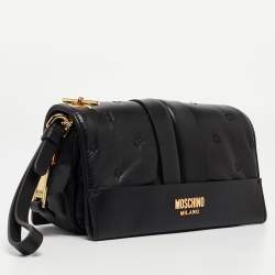 Pre Owned Moschino Black Leather Wristlet Clutch