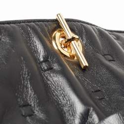 Pre Owned Moschino Black Leather Wristlet Clutch