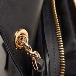 Pre Owned Moschino Black Leather Wristlet Clutch