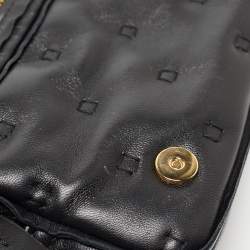 Pre Owned Moschino Black Leather Wristlet Clutch