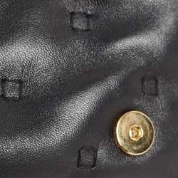 Pre Owned Moschino Black Leather Wristlet Clutch