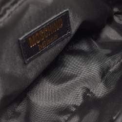 Pre Owned Moschino Black Leather Wristlet Clutch