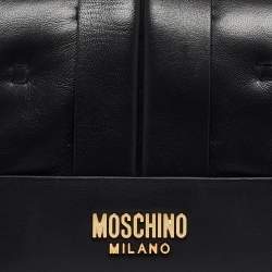Pre Owned Moschino Black Leather Wristlet Clutch