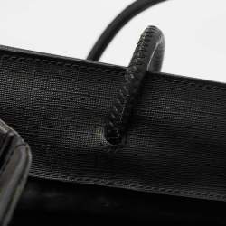 Pre Owned Moschino Black Textured Faux Leather Teddy Bear Tote