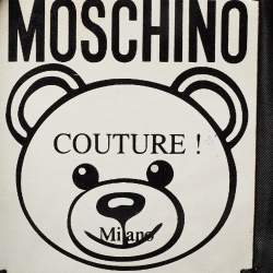 Pre Owned Moschino Black Textured Faux Leather Teddy Bear Tote