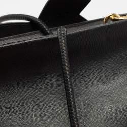 Pre Owned Moschino Black Textured Faux Leather Teddy Bear Tote