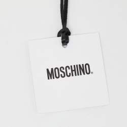 Pre Owned Moschino Black Leather Logo Flap Shoulder Bag
