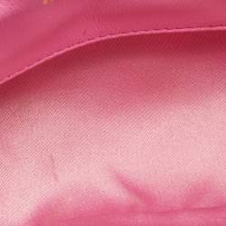 Moschino Pink Embroidered Leather Logo Crossbody Bag