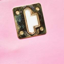 Moschino Pink Embroidered Leather Logo Crossbody Bag