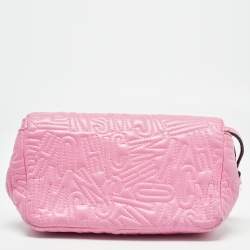 Moschino Pink Embroidered Leather Logo Crossbody Bag