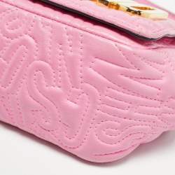 Moschino Pink Embroidered Leather Logo Crossbody Bag