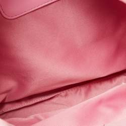 Pre Owned Moschino Pink Quilted Faux Leather Chain Link Backpack