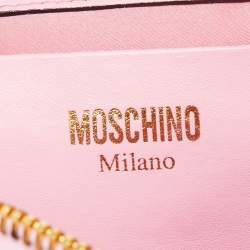 Pre Owned Moschino Pink Quilted Faux Leather Chain Link Backpack