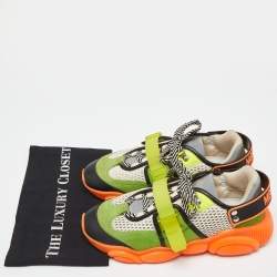 Moschino Multicolor Suede and Mesh Fluo Teddy Sneakers Size 41