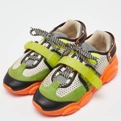 Moschino Multicolor Suede and Mesh Fluo Teddy Sneakers Size 41