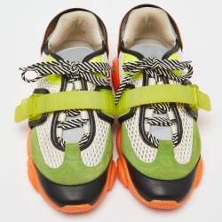 Moschino Multicolor Suede and Mesh Fluo Teddy Sneakers Size 41