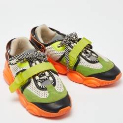 Moschino Multicolor Suede and Mesh Fluo Teddy Sneakers Size 41