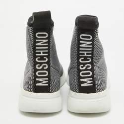 Moschino Black Knit Fabric High Top Sneakers Size 38