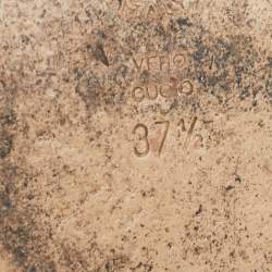 Pre Owned Moschino Metallic Gold Leather Wedge Ankle Wrap Sandals Size 37.5