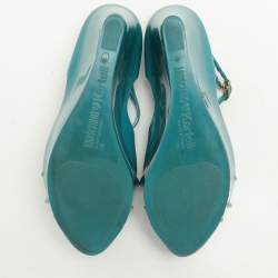 Moschino x Kartell Blue Rubber Jelly Super Bow Wedge Sandals Size 40