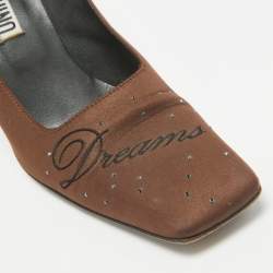 Moschino Brown Satin Square Toe Pumps Size 38.5