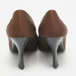 Moschino Brown Satin Square Toe Pumps Size 38.5
