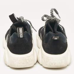 Moschino Black Suede and Mesh Lace Up Sneakers Size 38