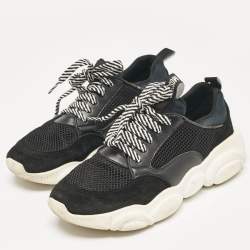 Moschino Black Suede and Mesh Lace Up Sneakers Size 38