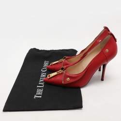 Moschino Red Leather Biker Pumps Size 39
