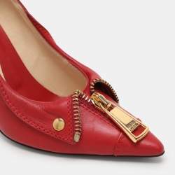 Moschino Red Leather Biker Pumps Size 39