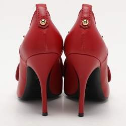 Moschino Red Leather Biker Pumps Size 39