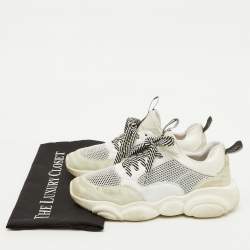 Moschino White Leather and Mesh Teddy Run Low Top Sneakers Size 37