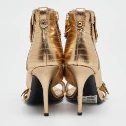 Moschino Gold Leather Stiletto High Heel Sandals Size 36