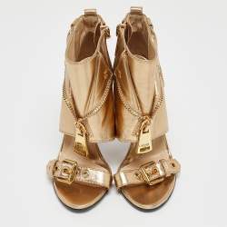 Moschino Gold Leather Stiletto High Heel Sandals Size 36
