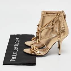 Moschino Gold Leather Stiletto High Heel Sandals Size 36