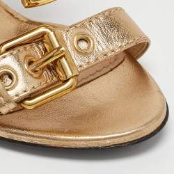Moschino Gold Leather Stiletto High Heel Sandals Size 36