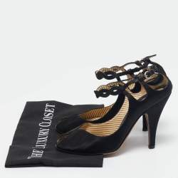 Moschino Black Satin Ankle Strap Sandals Size 36.5