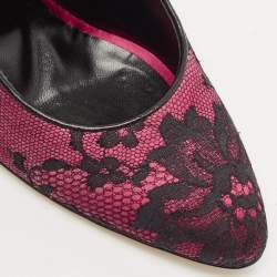 Moschino Black/Purple Lace and Mesh Pointed Toe Pumps Size 38